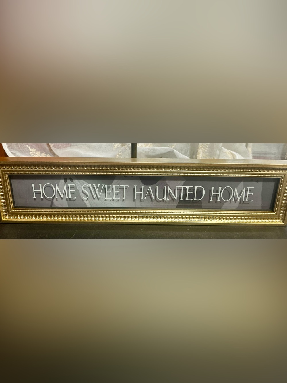 Halloween ghost signage table decor with gold frame